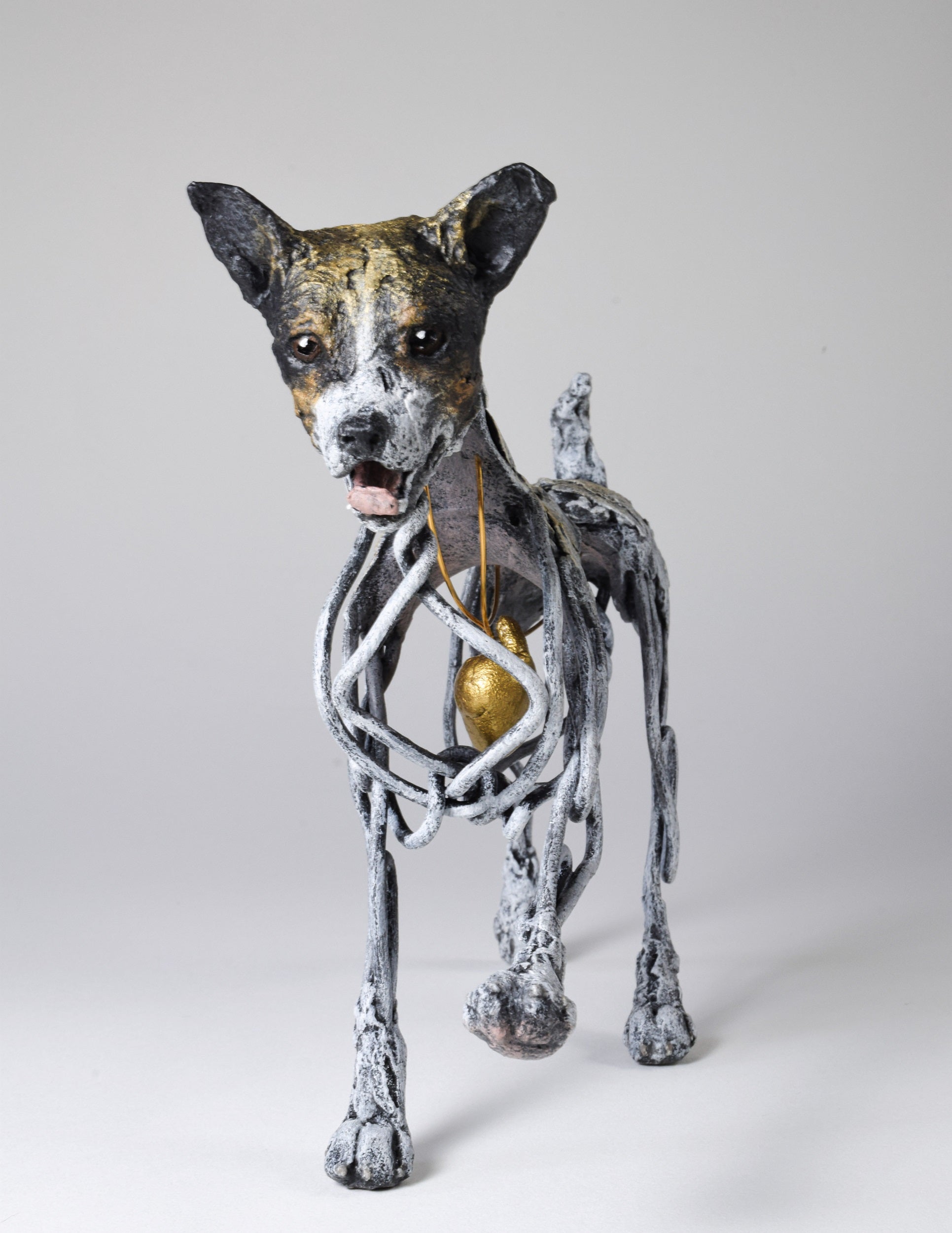 Air dry clay and wire jack russell dog sculpture by Susie Benes