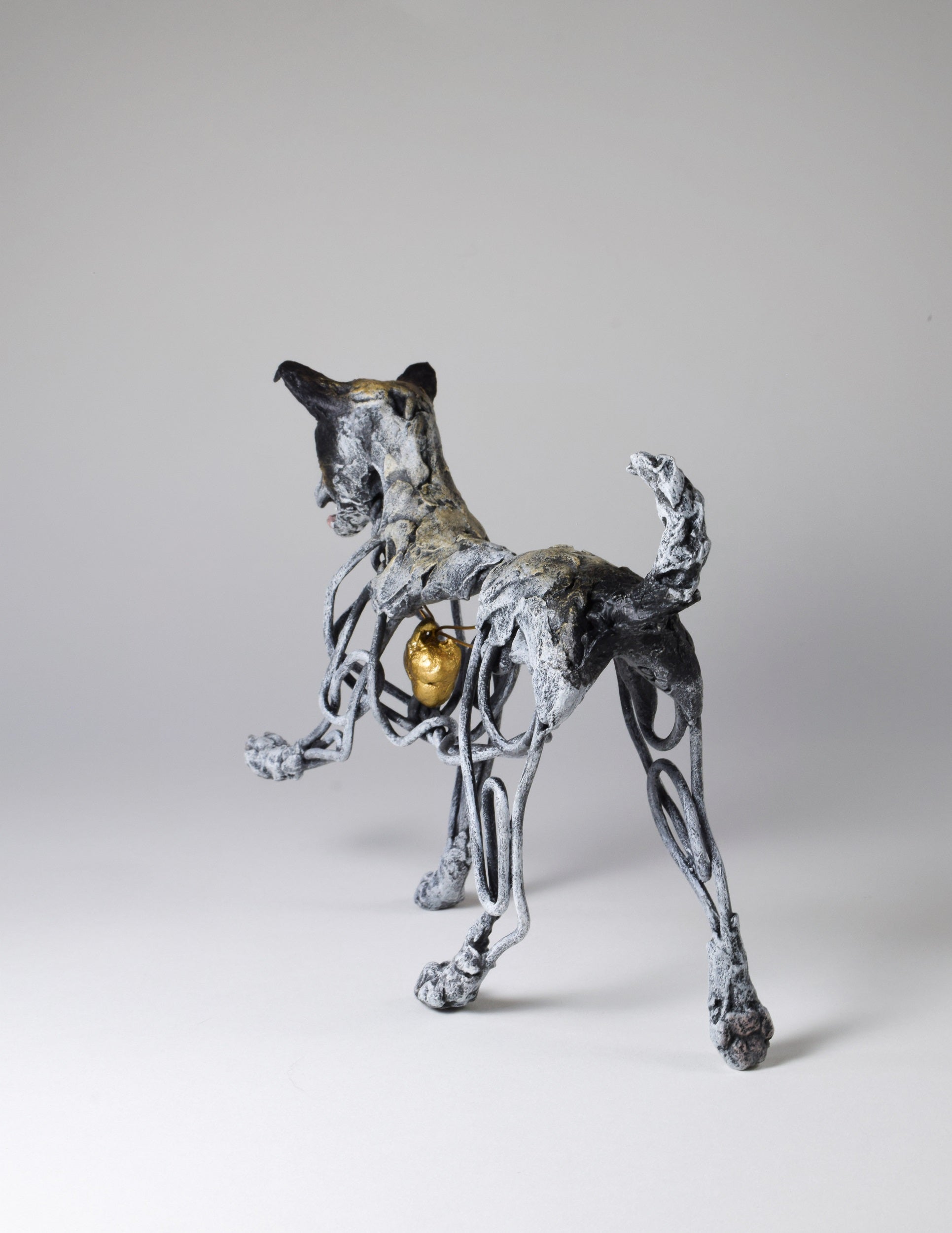 Air dry clay and wire jack russell dog sculpture by Susie Benes