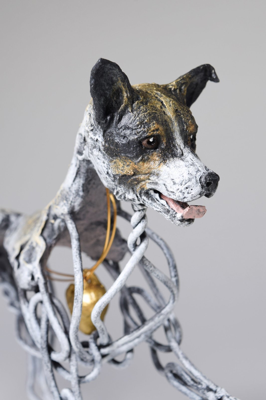 Air dry clay and wire jack russell dog sculpture by Susie Benes
