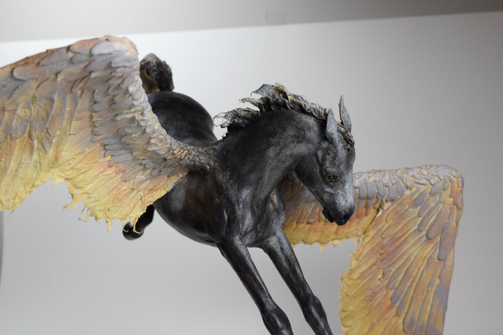 Pegasus at the spring mixed media sculpture