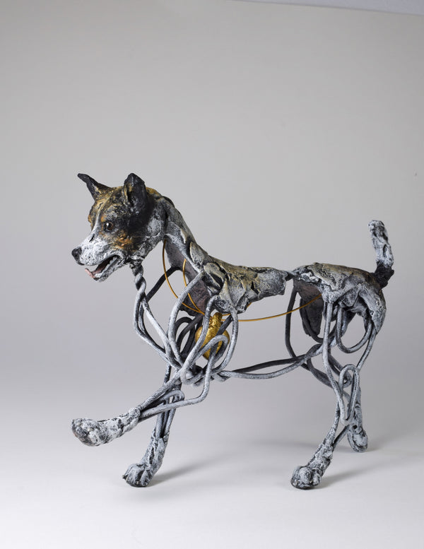 In Good Time VII - wire and clay dog sculpture by Susie Benes