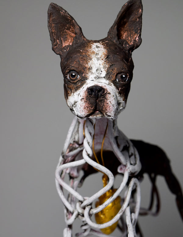 In Good Time - wire and clay dog sculpture by Susie Benes