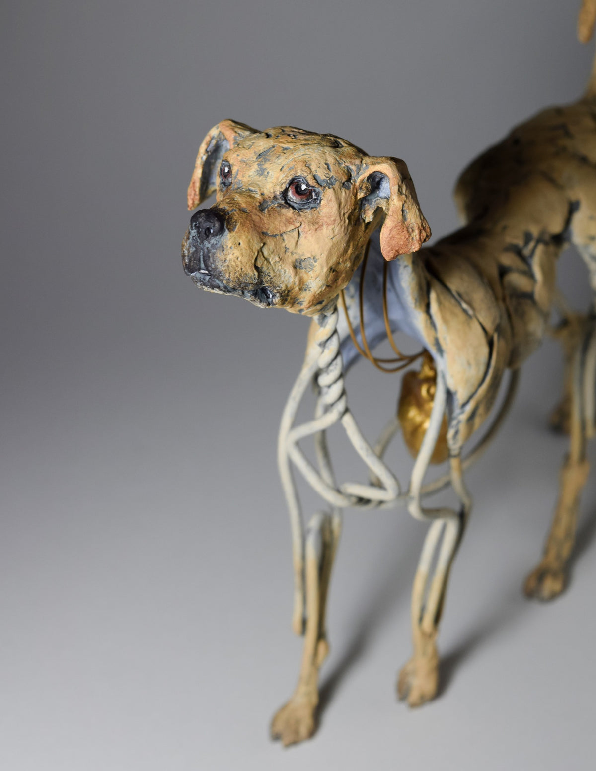 Labrador dog sculpture from air dry clay and wire by Susie Benes